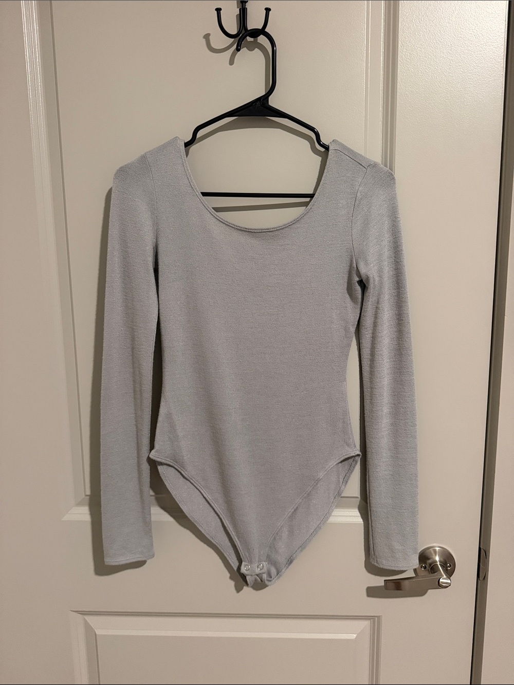 Long Sleeve Light Gray One-Piece Leotard